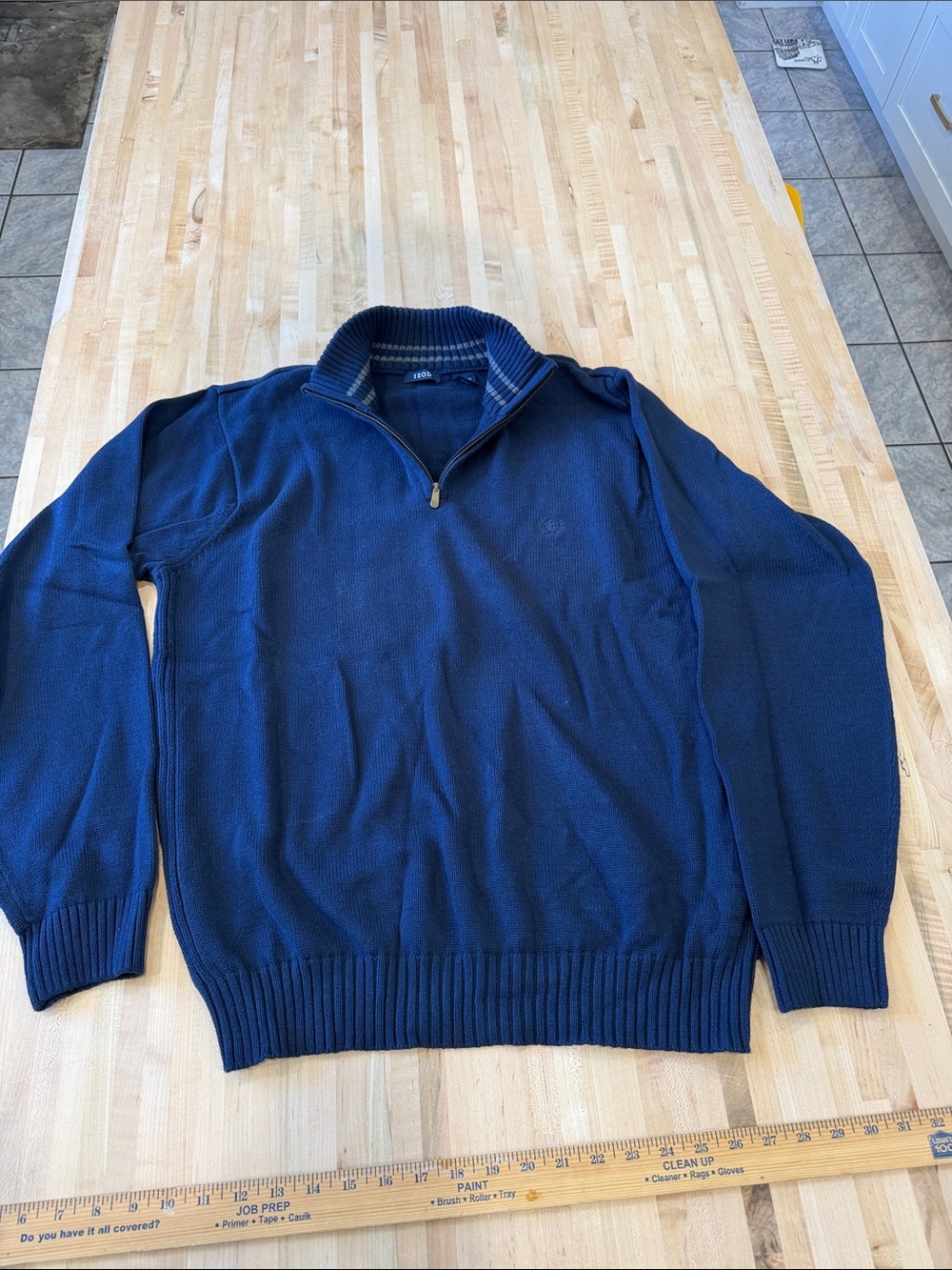 Izod Men's Navy Quarter-Zip Pullover Sweater 100% cotton